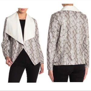 Tahari Gray Snakeskin Faux Leather Moto Jacket Large NWT
